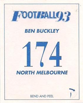 1993 Select AFL Stickers #174 Ben Buckley Back